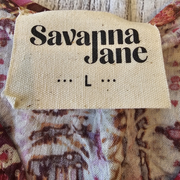 Savanna Jane Size Large Rayon V-neck Flowy Long Sleeve Top. Tribal Print - Picture 5 of 9